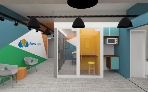 辦公室裝修設計打造的多彩工業(yè)風