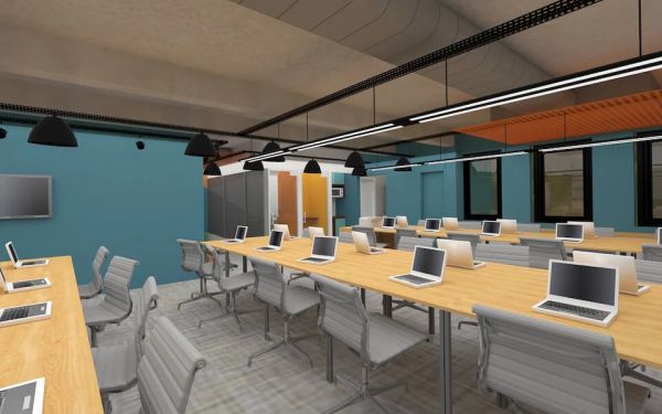 辦公室裝修設計打造的多彩工業(yè)風